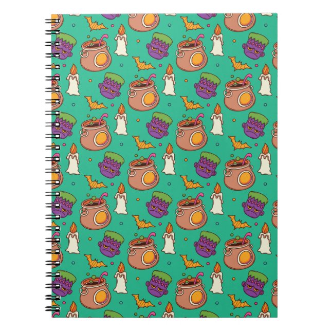 Carnet Motif d'Halloween avec chauves-souris et Motif ver (Devant)