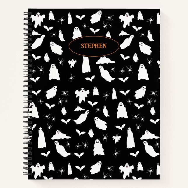 Carnet Motif d'Halloween, chauves-souris et araignées (Devant)