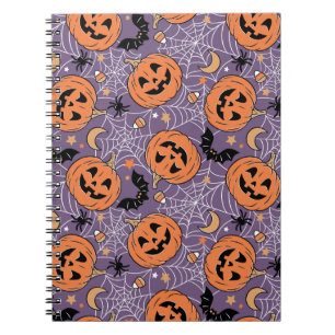 Carnet Motif d'Halloween violet Jack-O-lanterne