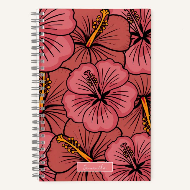 Carnet Motif d'hibiscus tropical personnalisé (Recto)