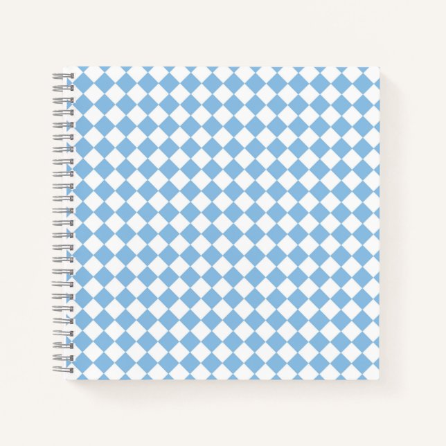 Carnet Motif diamant de damier bleu et blanc (Devant)