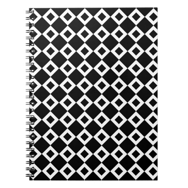 Carnet Motif Diamant noir et blanc (Devant)