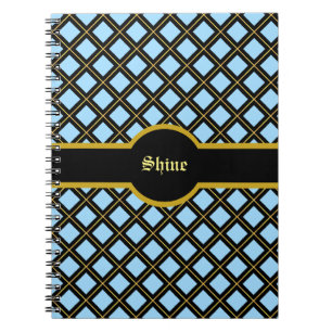 Carnet Motif diamant noir et or élégant