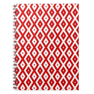 Carnet Motif diamant rouge et blanc