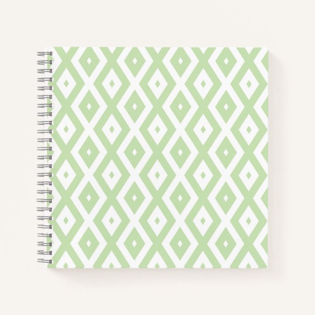 Carnet Motif diamant vert pâle et blanc (Devant)
