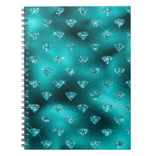 Carnet Motif Diamants Paillettes Glam Ombre Turquoise