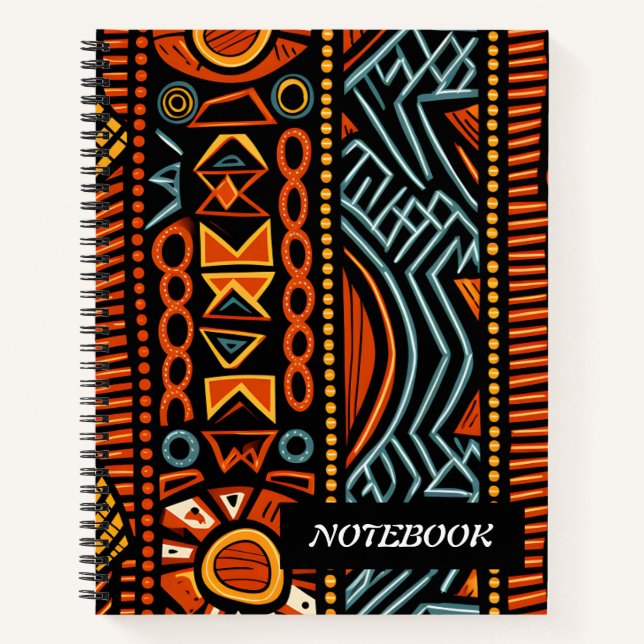 Carnet Motif d'impression africain moderne personnalisabl (Devant)