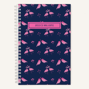 Carnet Motif d'oiseaux d'amour flamant rose minimaliste m