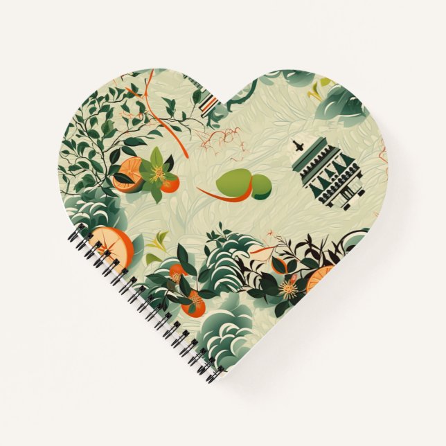 Carnet Motif d'oranges Ethereales avec temples Zen (Devant)