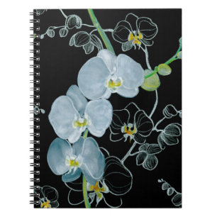 Carnet Motif d'orchidées blanches d'aquarelle