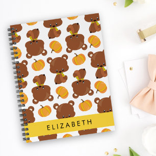 Carnet Motif D'Ours, Mignons Ours, Citrouille, Votre Nom