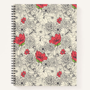 Carnet Motif du jardin de fleurs de pavot