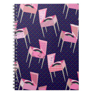 Carnet Motif du lecteur de disques Wild Fun Rose Fifties