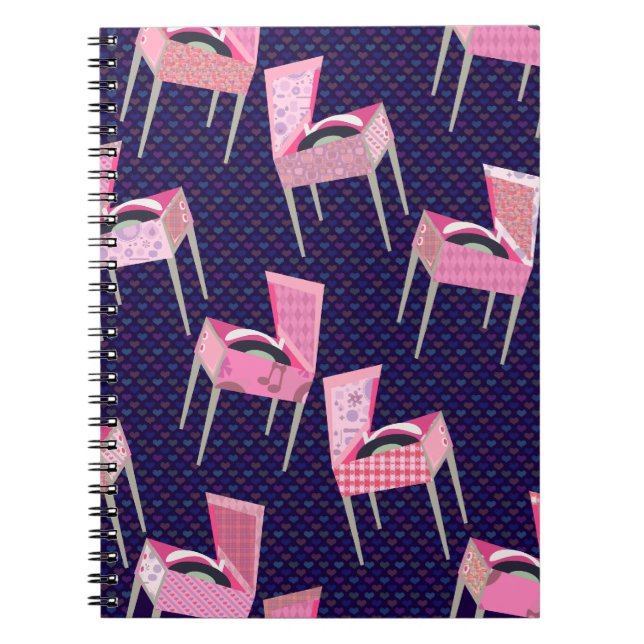 Carnet Motif du lecteur de disques Wild Fun Rose Fifties (Devant)