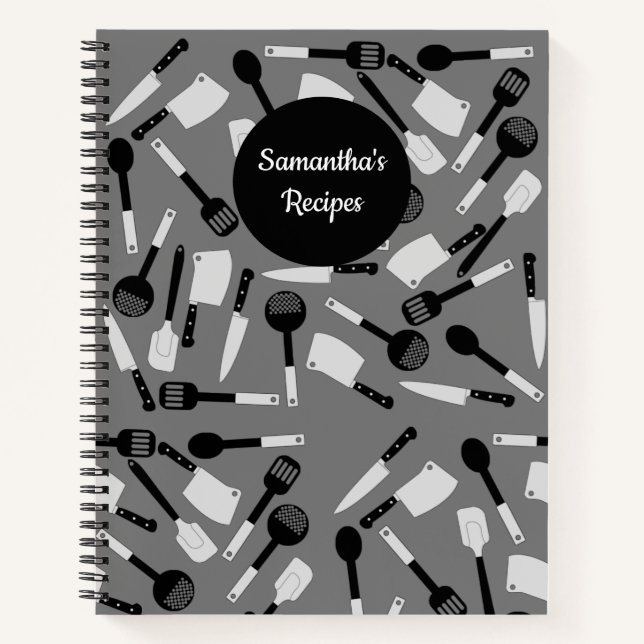 Carnet Motif d'ustensiles de Cuisines personnalisés (Devant)