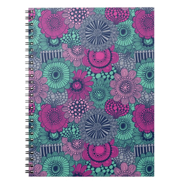 Carnet motif élégant et lumineux de magnifiques fleurs (Devant)