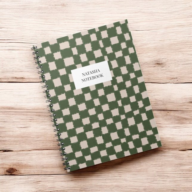 Carnet Motif en damier vert et gris tendance (Créateur téléchargé)