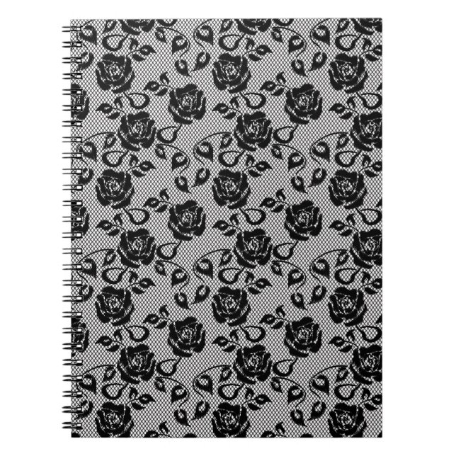 Carnet motif en dentelle noire sur arrière - plan blanc (Devant)