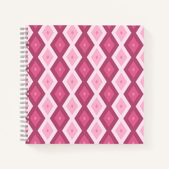 Carnet Motif en diamant rose (Devant)