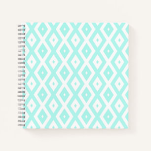 Carnet Motif en diamant Turquoise et blanc