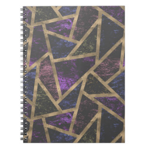 Carnet Motif en mosaïque violet et or