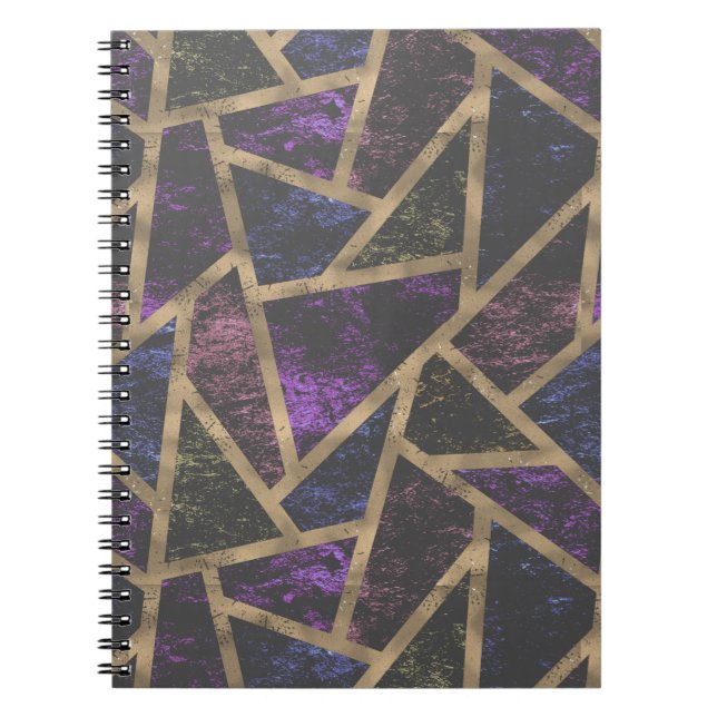 Carnet Motif en mosaïque violet et or (Devant)