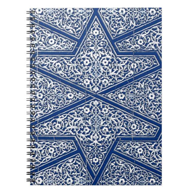Carnet Motif en tuiles persanes - bleu cobalt et blanc (Devant)