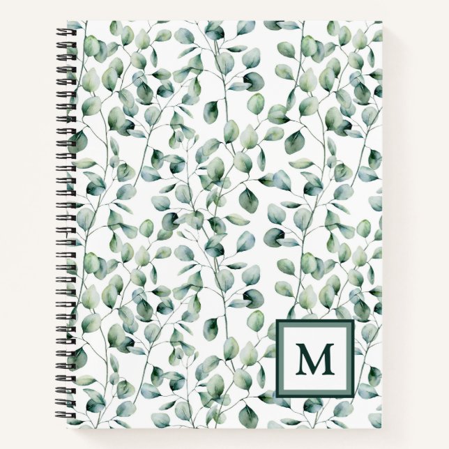 Carnet Motif Eucalyptus aquarelle (Devant)