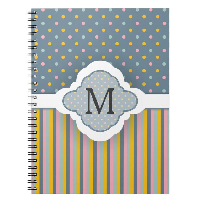 Carnet Motif fait sur commande mignon de rayures de point (Devant)