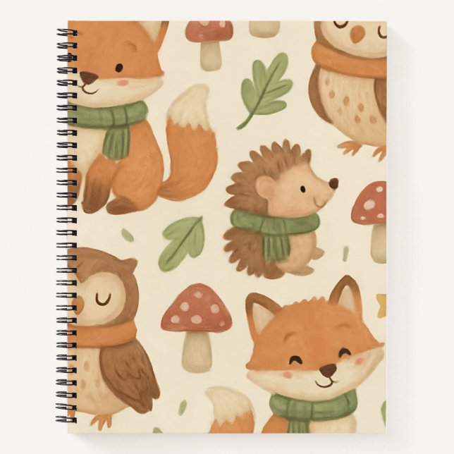 Carnet Motif Fantaisiste d'Animaux de la Forêt (Devant)