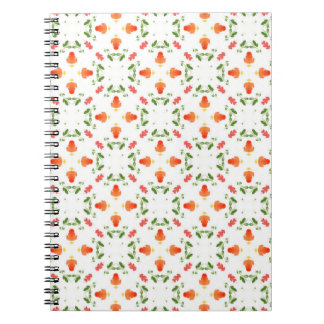 Carnet Motif feuille  aux fleurs orange