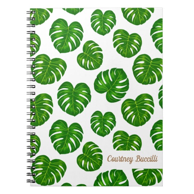 Carnet Motif Feuille de Monstera Tropicale Verte (Devant)