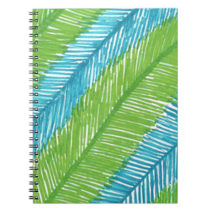 Carnet Motif Feuille Green and Blue Palm