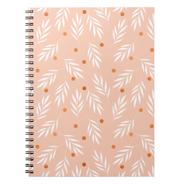 Carnet Motif Feuille moderne Apricot rose (Devant)