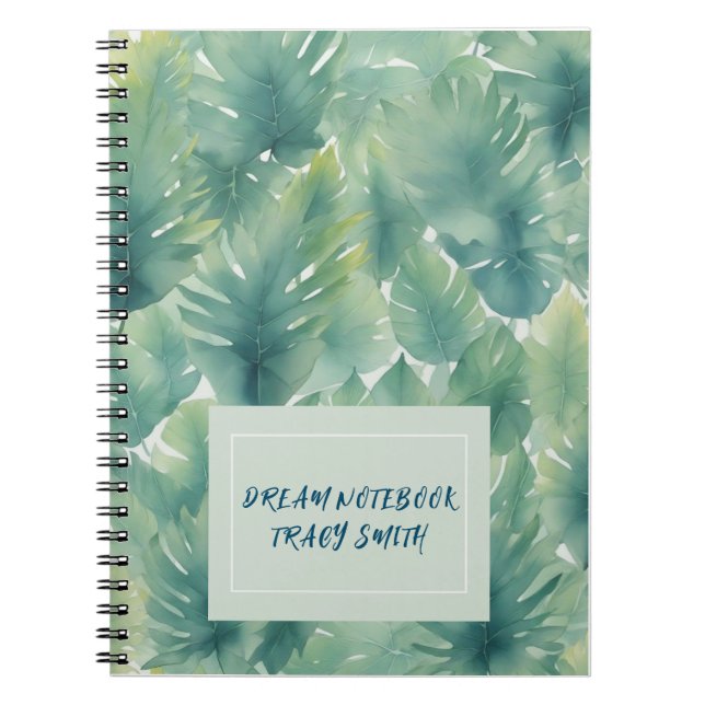 Carnet Motif Feuille tropical aquarelle (Devant)