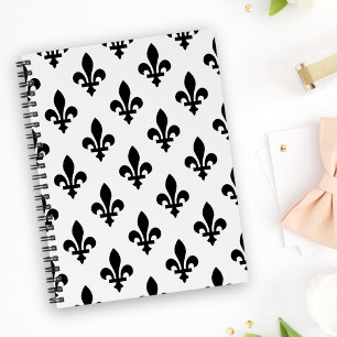 Carnet Motif Fleur de Lis, Royal Français, Noir sur Blanc