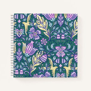 Carnet Motif Fleurs et Oiseaux de Style Antique