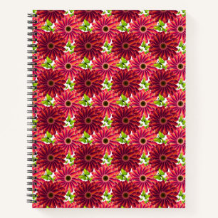 Carnet Motif floral audacieux avec papillons Rouge vibr