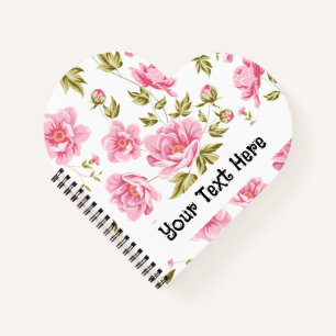 Carnet Motif Floral Avec Fleurs Roses Et Feuilles Verts
