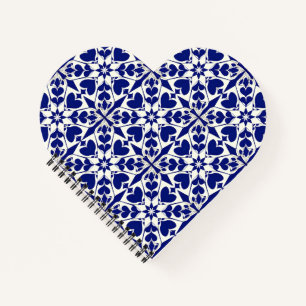 Carnet Motif floral bleu et blanc élégant