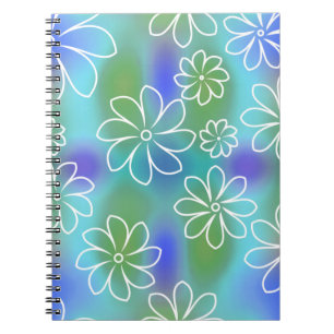 Carnet Motif floral bleu et vert