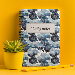 Carnet Motif floral d'asters bleus élégants