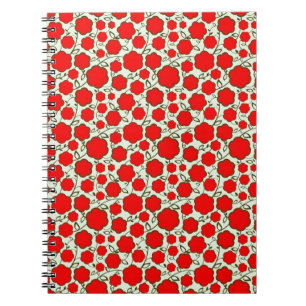 Carnet Motif floral de fleur rouge japonaise orientale