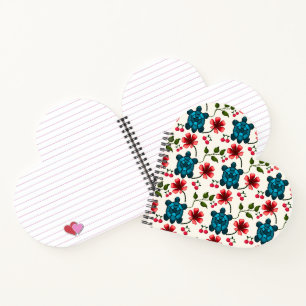 Carnet Motif floral de tortue mignonne