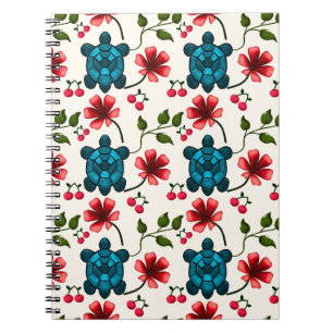 Carnet Motif floral de tortue mignonne