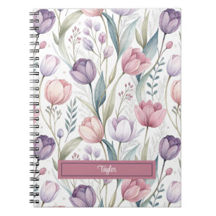 Carnet Motif floral de tulipe scandinave personnalisé