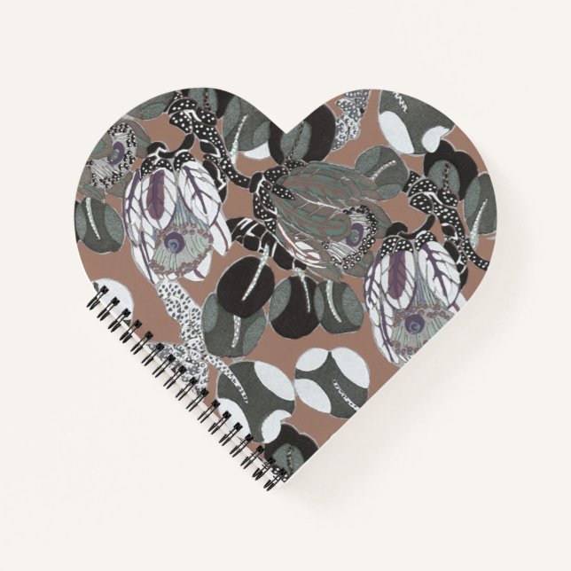 Carnet motif floral gris Brown (Devant)