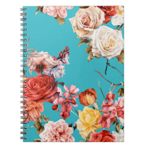 Carnet Motif floral incolore avec roses, aquarelle. fl