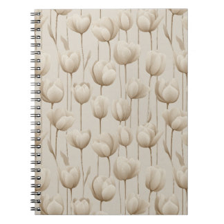 Carnet Motif floral ivoire tulipe neutre moderne
