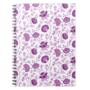 Carnet Motif floral jacobéen rose sur blanc